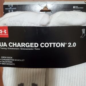 Under Armour White Crew Socks Mens 4-8 Women 6-9